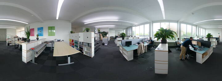 Unser Büro in Bern mit einer 360 Grad Kamera fotografiert
