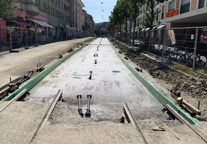 Remplacement des rails de tramway dans la Moserstrasse