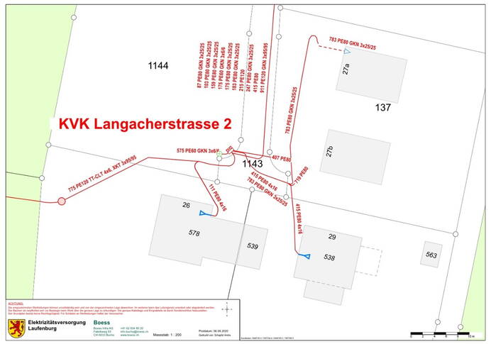 Werkplan Elektrizitätsversorgung Laufenburg: VK Langacherstrasse 2