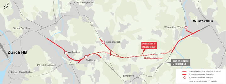 MSZW - Vue d’ensemble du projet de voies multiples Zurich-Winterthour